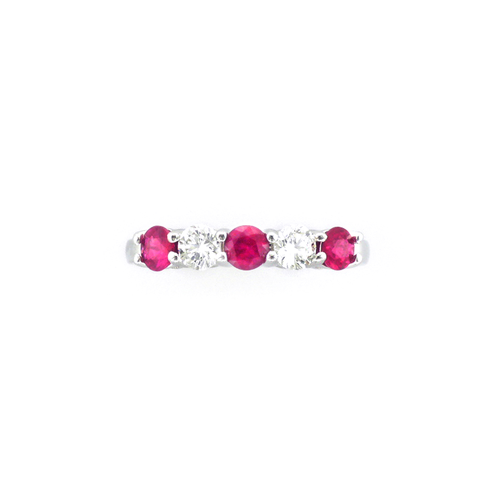 Diamond and Ruby White Gold Ring