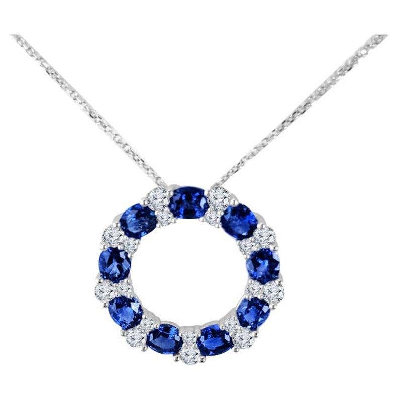 Diamond and Sapphire Circle Necklace