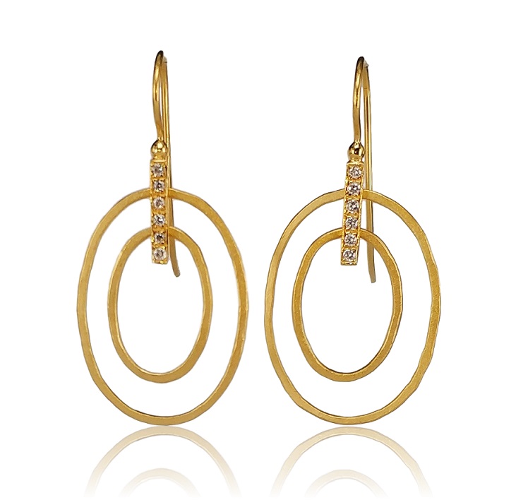 Double Oval Gold Earrings