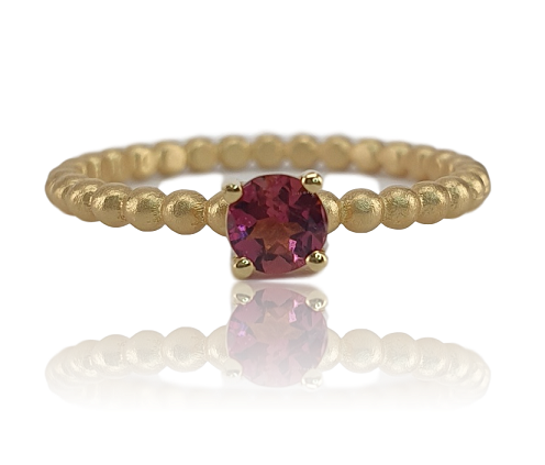 Yellow Gold Stacking Ring With Pink Tourmaline