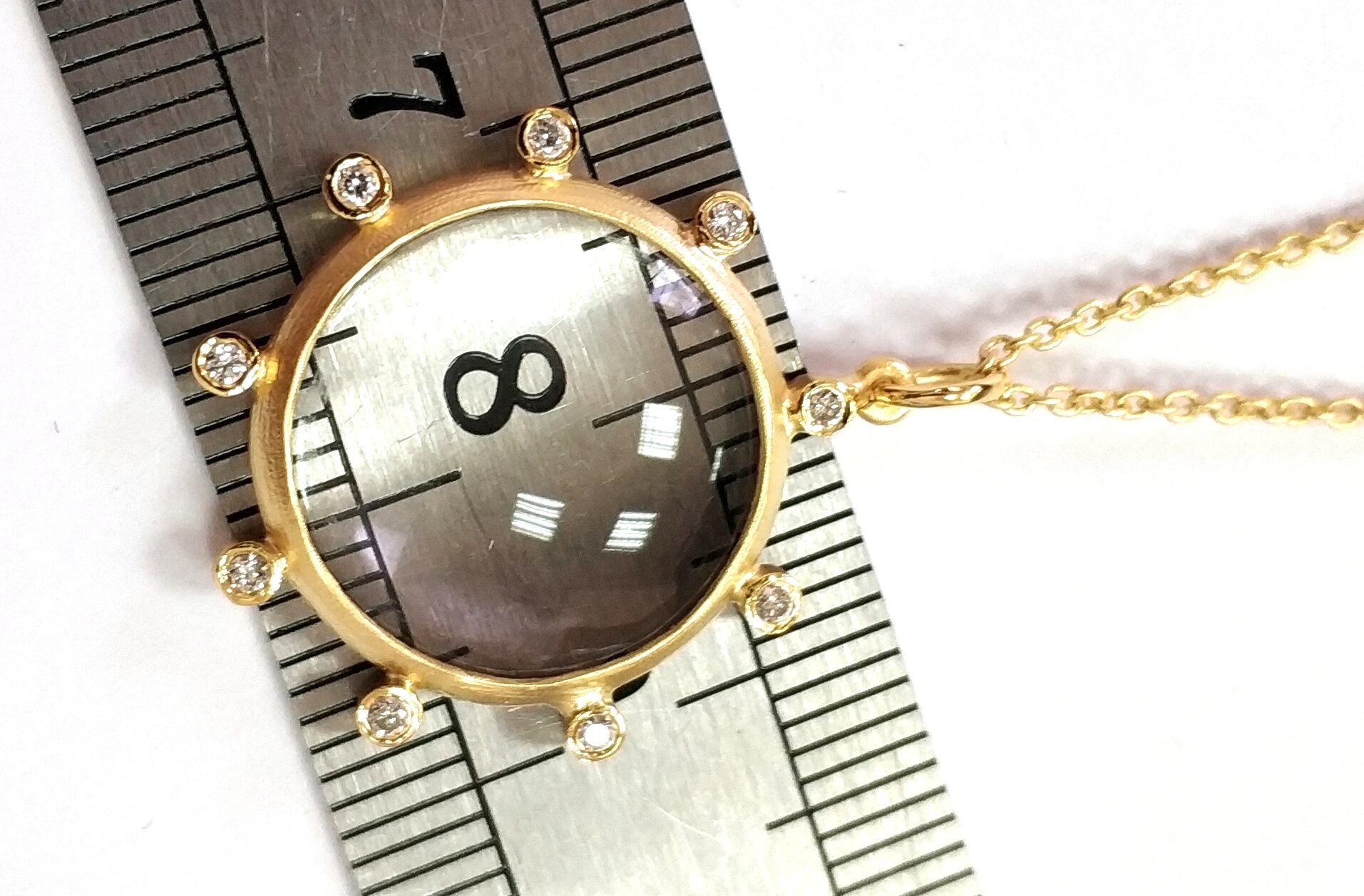 Yellow Gold Magnifying Glass Pendant with Diamonds