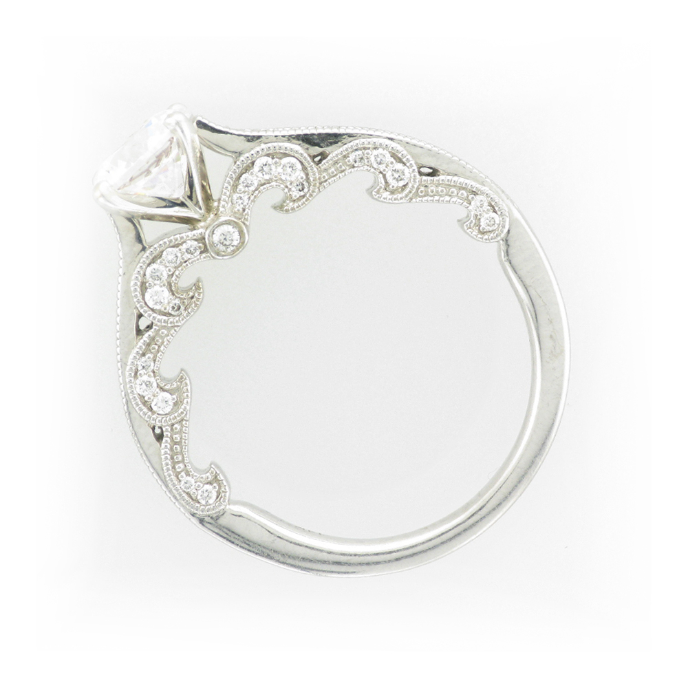 White Gold Scalloped Side Ring