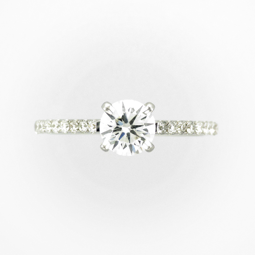 14K White Gold Diamond Band Engagement Ring