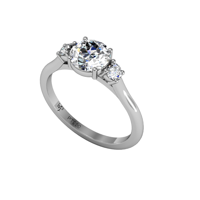 Three Stone Platinum Engagement Ring Setting