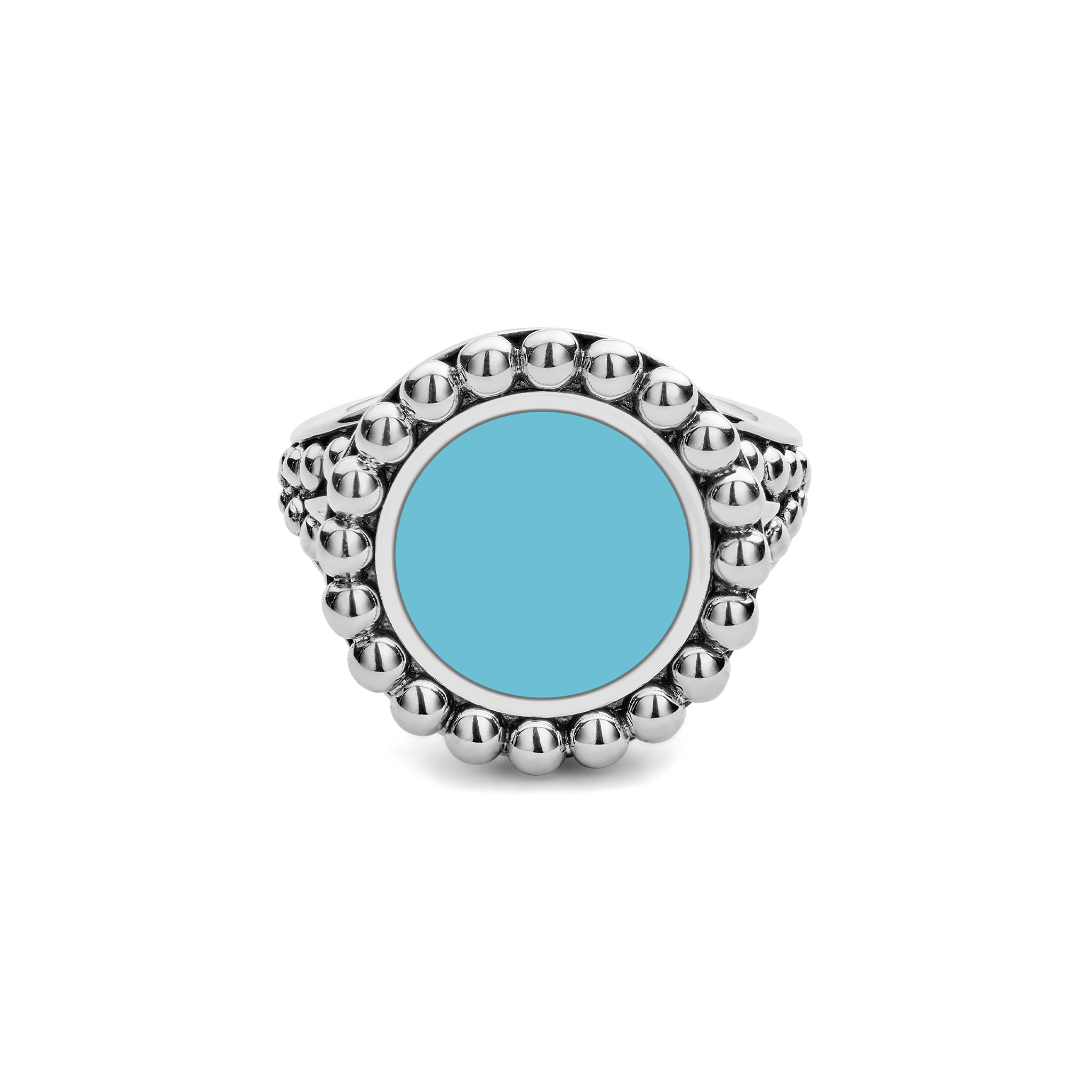 Blue Ceramic Caviar Ring
