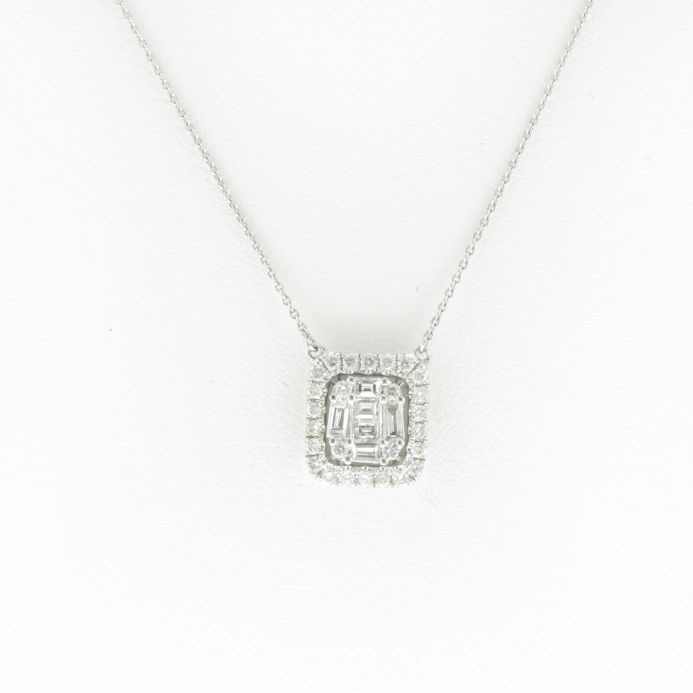 Baguette and Round Diamond Pendant