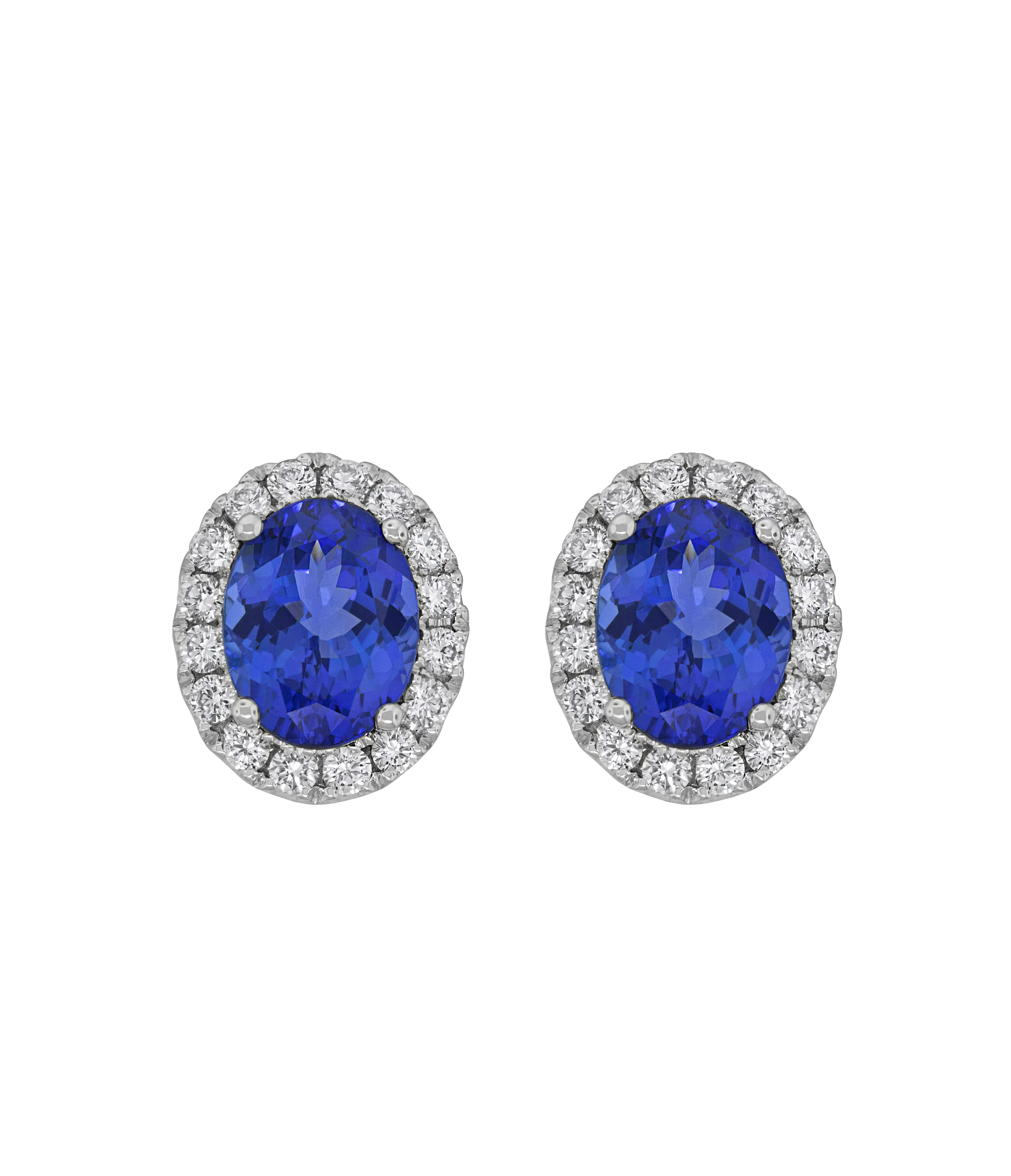 Oval Tanzanite with Diamond Halo Earrings
