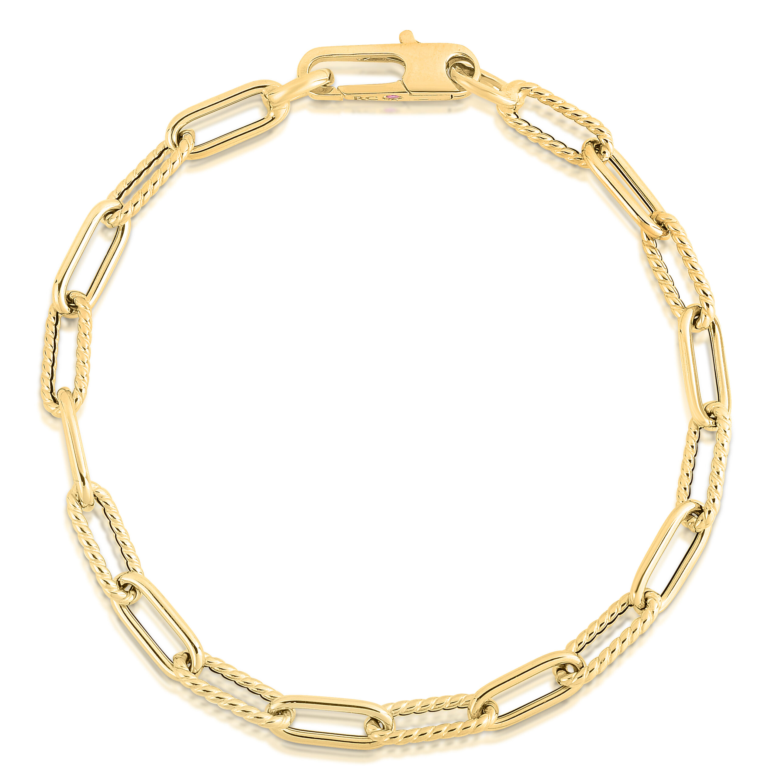 18K Yellow Gold Fluted Paperclip Bracelet